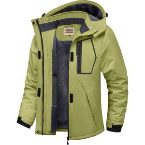 Women's Sage Green Waterproof Ski Jacket Warm Winter Coats Windproof with Hood